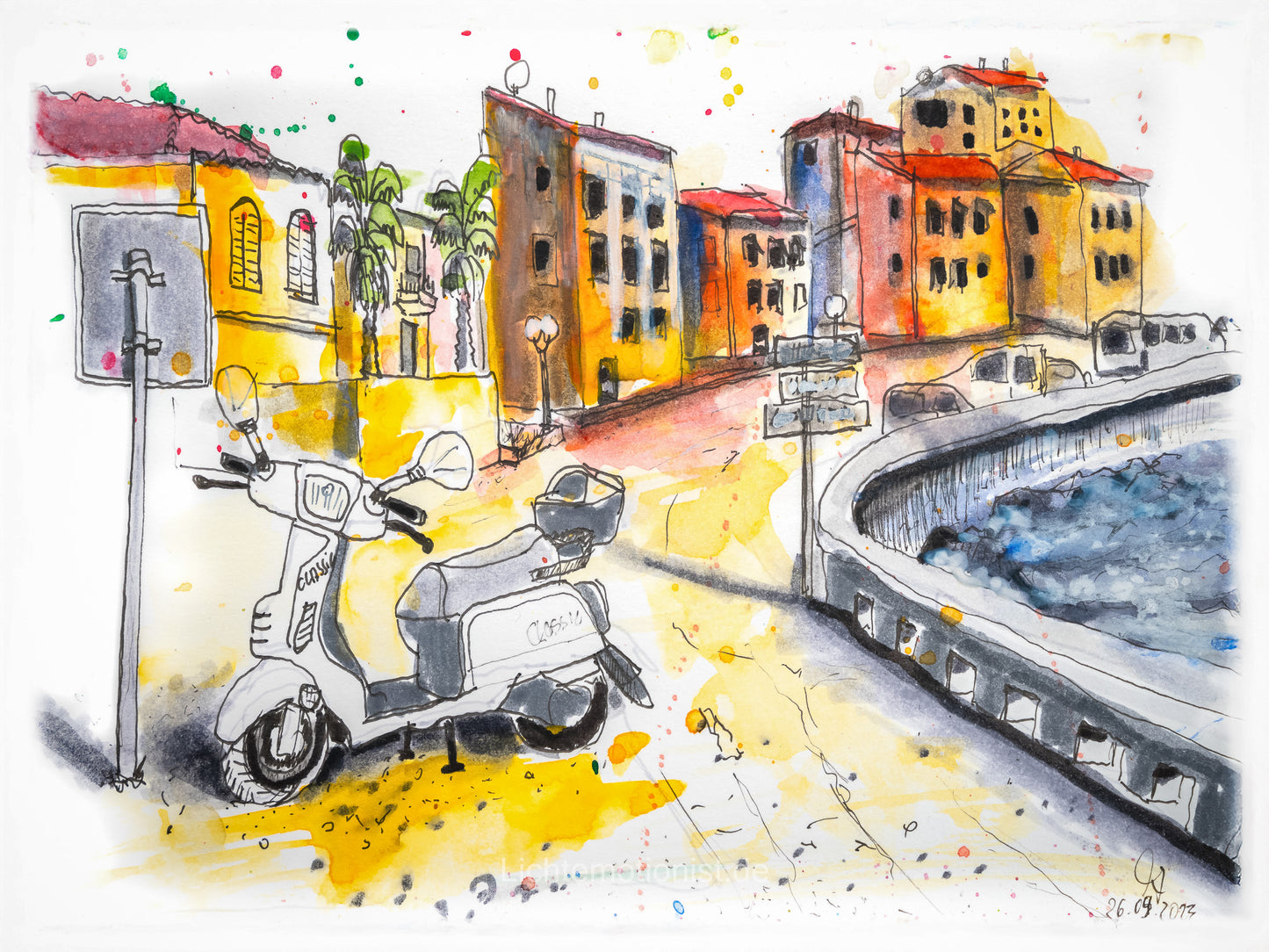 Charakterlinien: Urbane Impressionen in Aquarell - Elba Vespa Roller