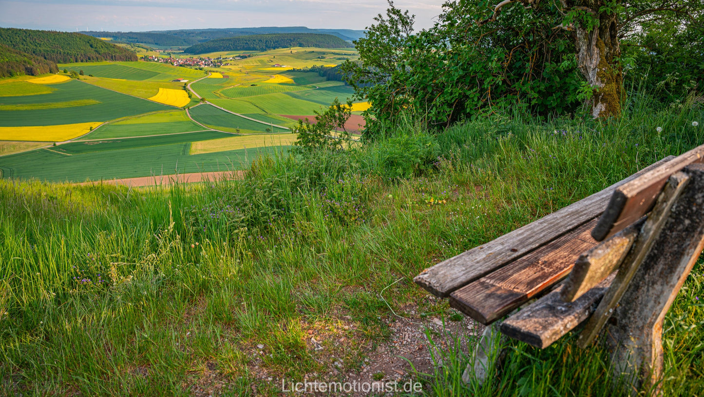 Aussicht vom Fürstenberg mit Bank