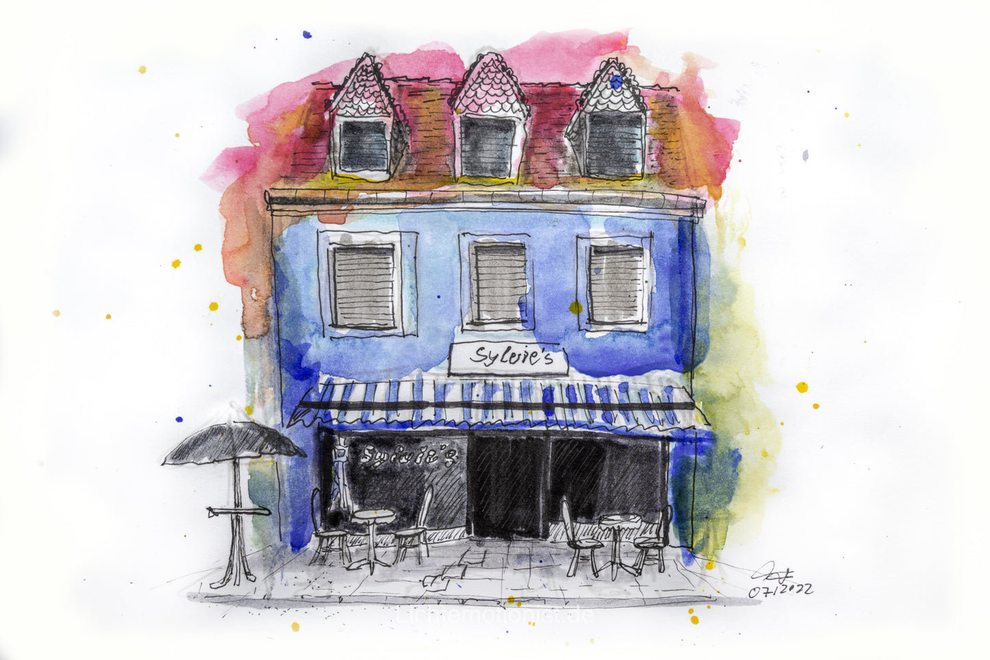 Charakterlinien: Urbane Impressionen in Aquarell - französisches Cafe