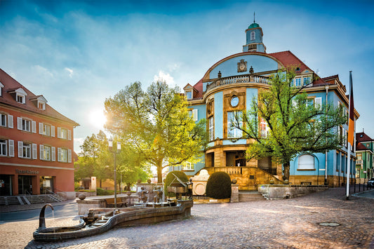 Stadtkern: Blaues Rathaus und Musikantenbrunnen